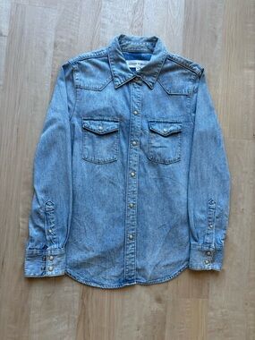 Denim Forum Faded Blue Western Snap Denim Shirt